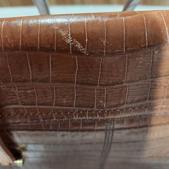 Vintage Etienne Aigner Croc Embossed Satchel Purse Bag - Picture 15 of 16